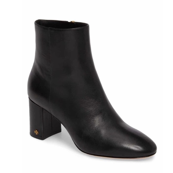 Tory Burch Brooke Perfect Black Calf Leather Ankle Booties Minimalist Size 8.5 - Picture 2 of 16